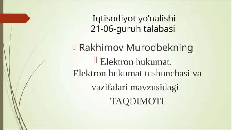 Elektron hukumat.Elektron hukumat tushunchasi va vazifalari 1
