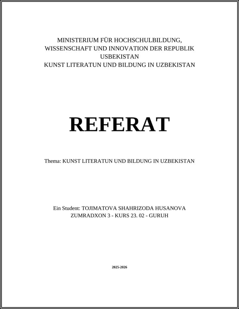 Thema: KUNST LITERATUN UND BILDUNG IN UZBEKISTAN 1