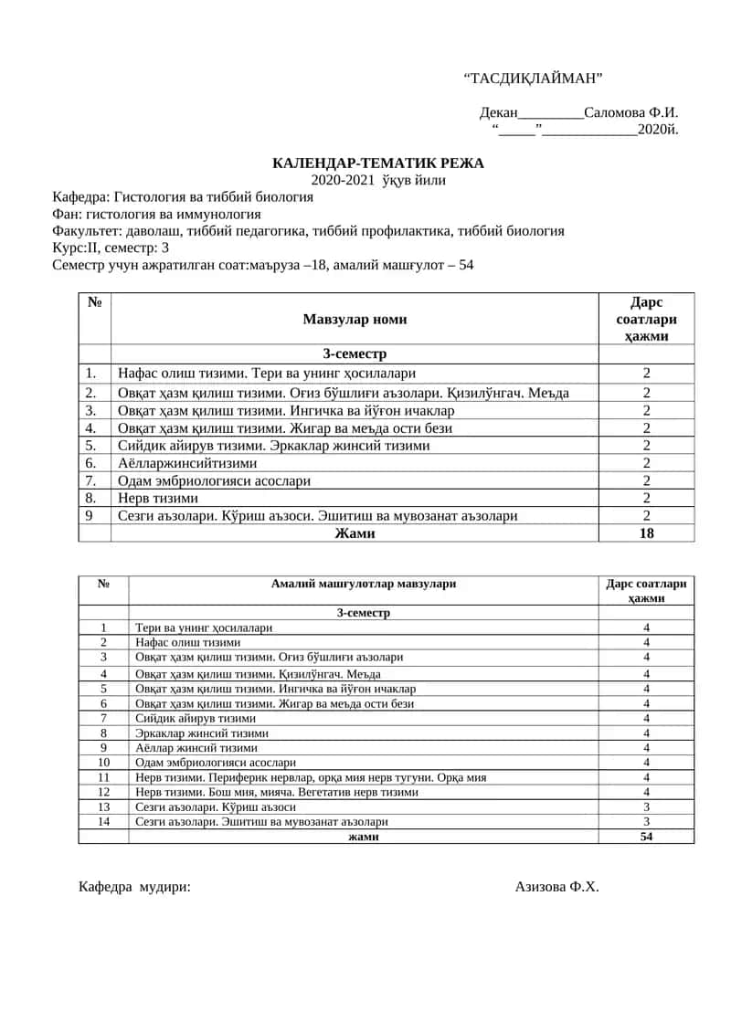 Календар-тематик режа 2020-2021 ўқув йили 1