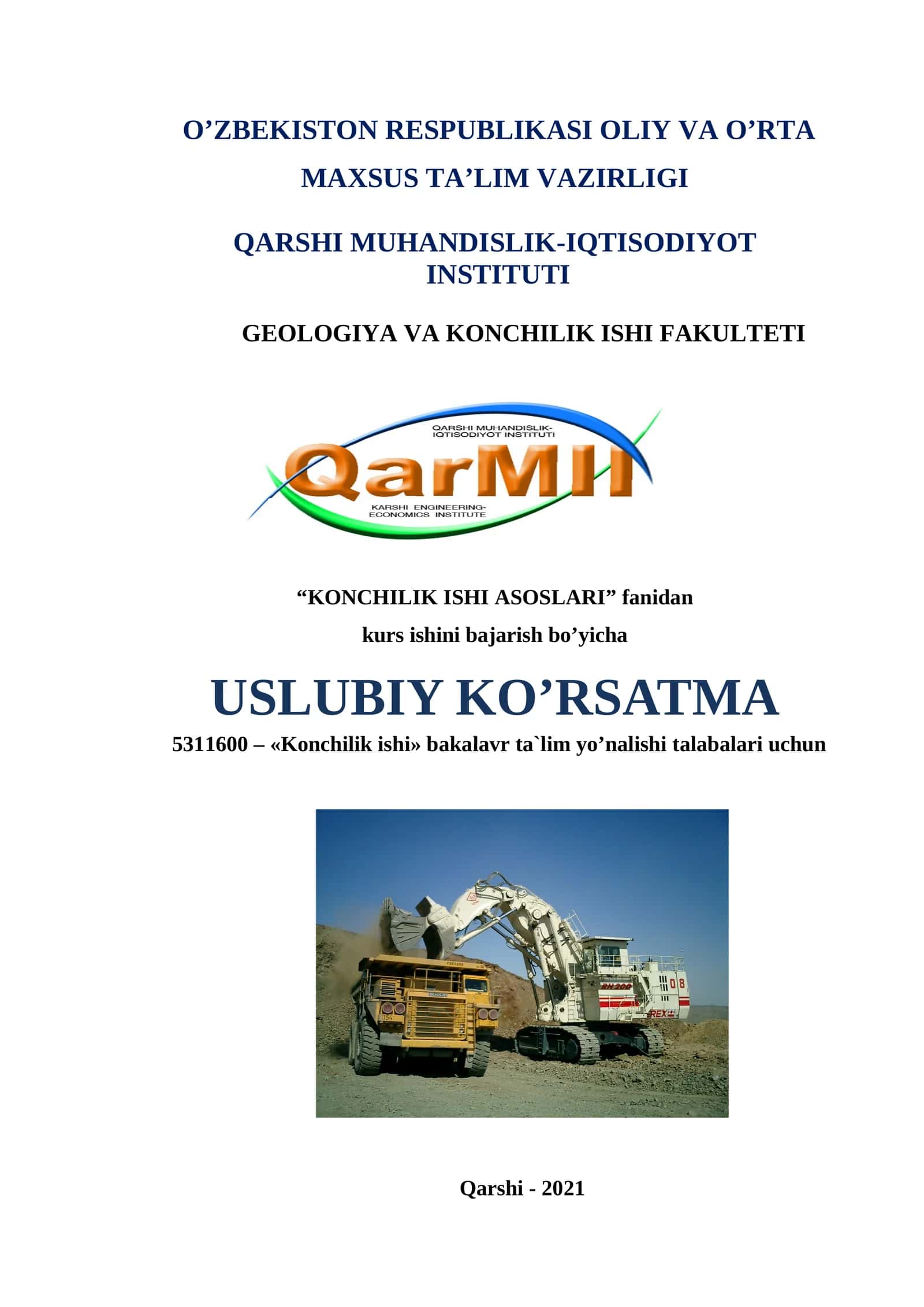 Konchilik ishi asoslari kurs ishi 1