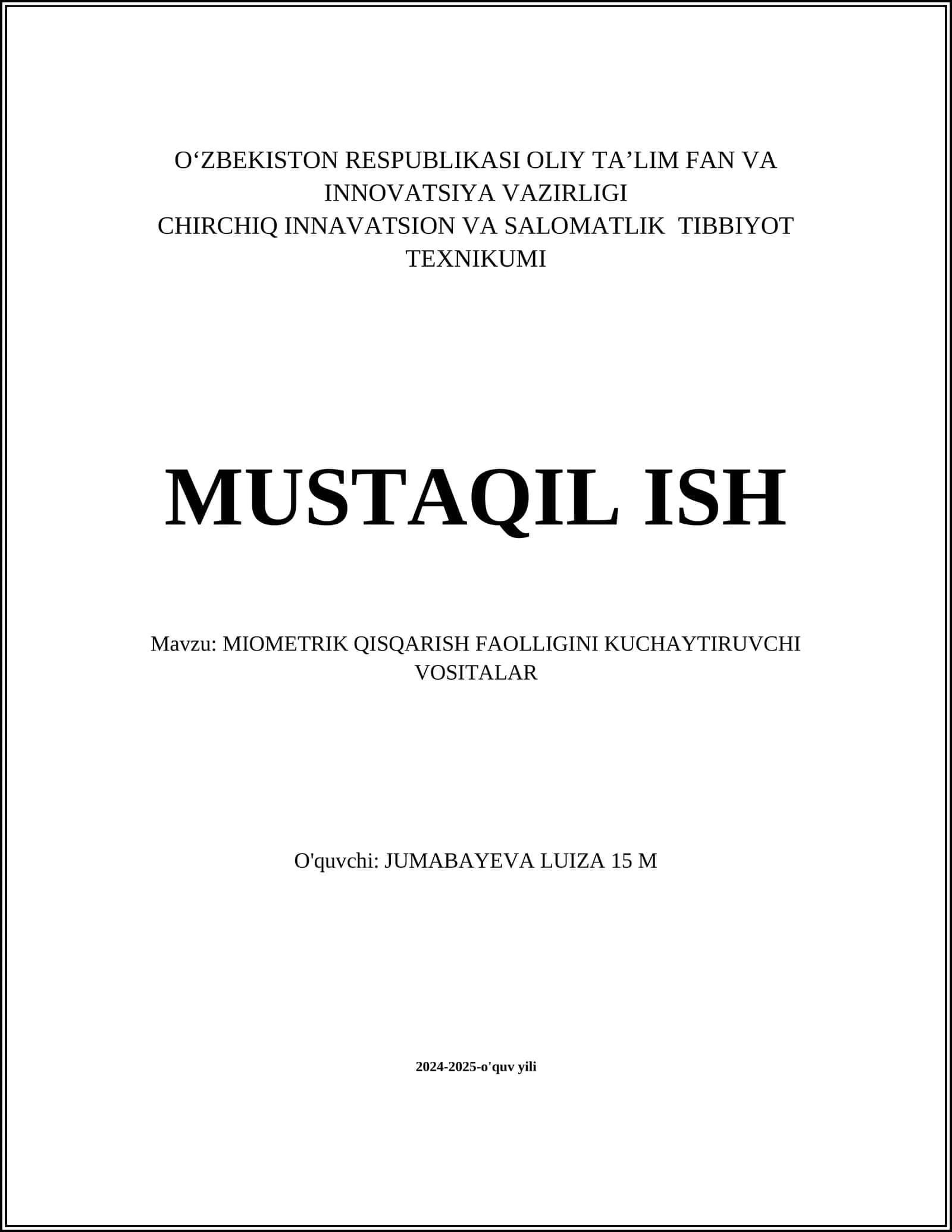 MIOMETRIK QISQARISH FAOLLIGINI KUCHAYTIRUVCHI VOSITALAR 1