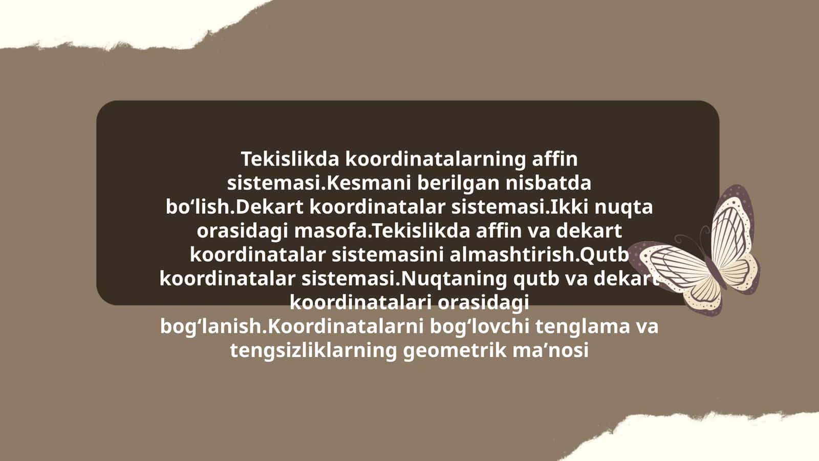Tekislikda koordinatalarning affin sistemasi 1