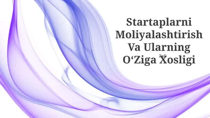 Startaplarni Moliyalashtirish Va Ularning OʻZiga Xosligi 1