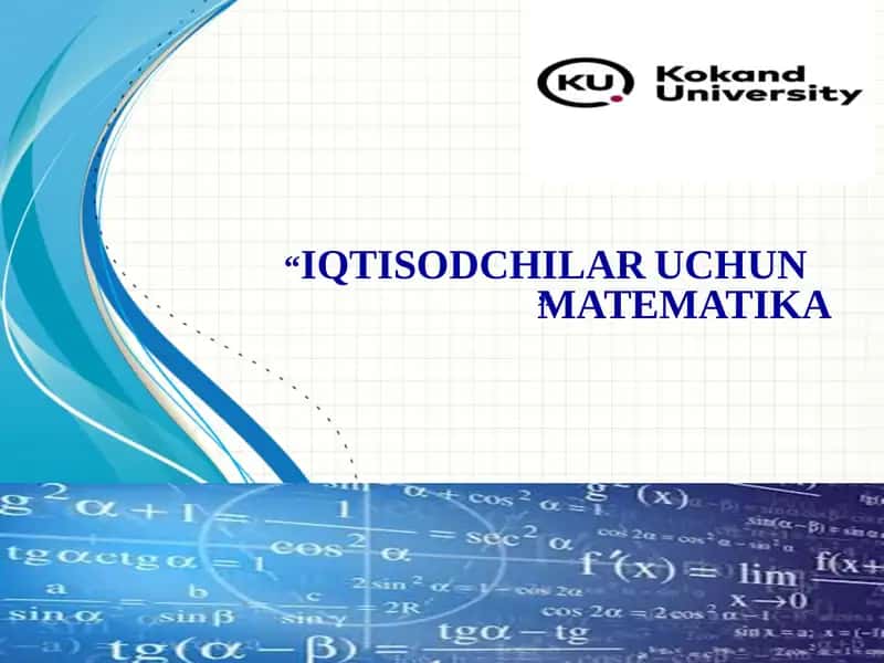 IQTISODCHILAR UCHUN MATEMATIKA 1