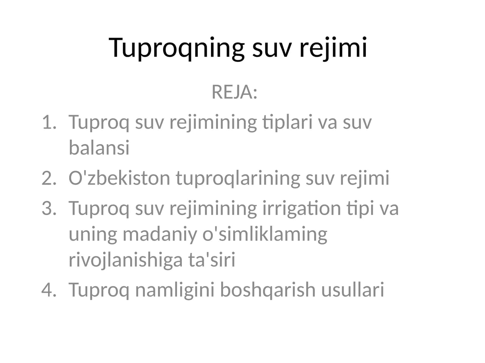 Tuproqning suv rejimi 1
