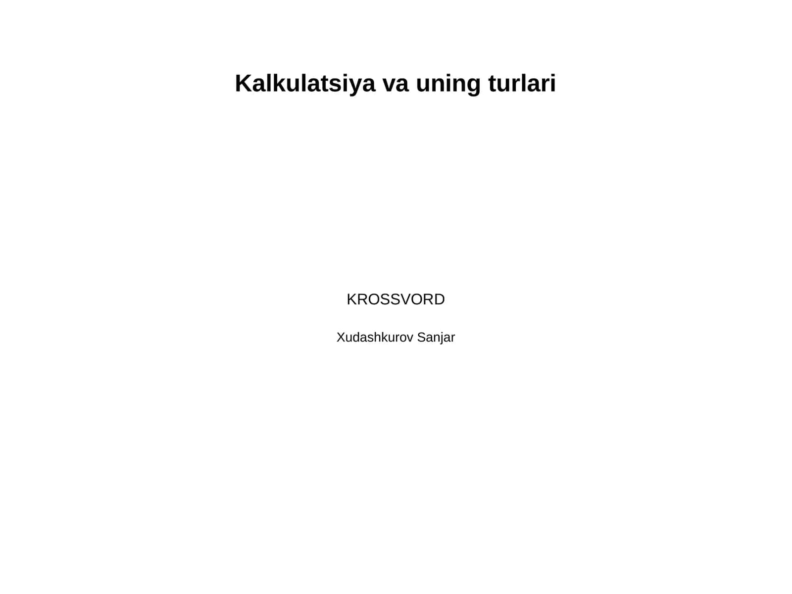 Kalkulatsiya va uning turlari 1