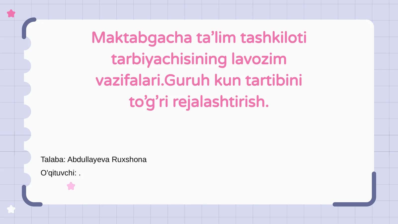 Maktabgacha ta’lim tashkiloti tarbiyachisining lavozim vazifalari 1