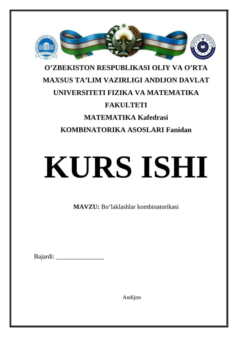 Bo’laklashlar kombinatorikasi 1