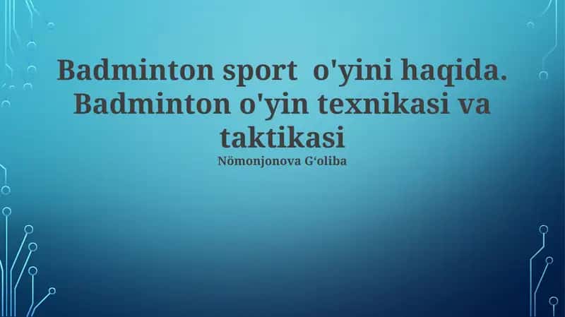 Badminton Taktikasi 1