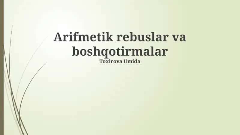 Arifmetik rebuslar va boshqotirmalar 1