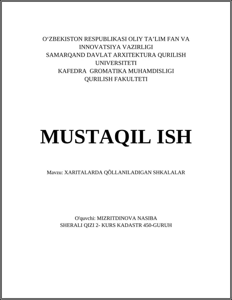 XARITALARDA QÕLLANILADIGAN SHKALALAR 1