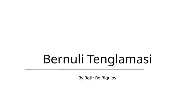 Bernuli Tenglamasi 1