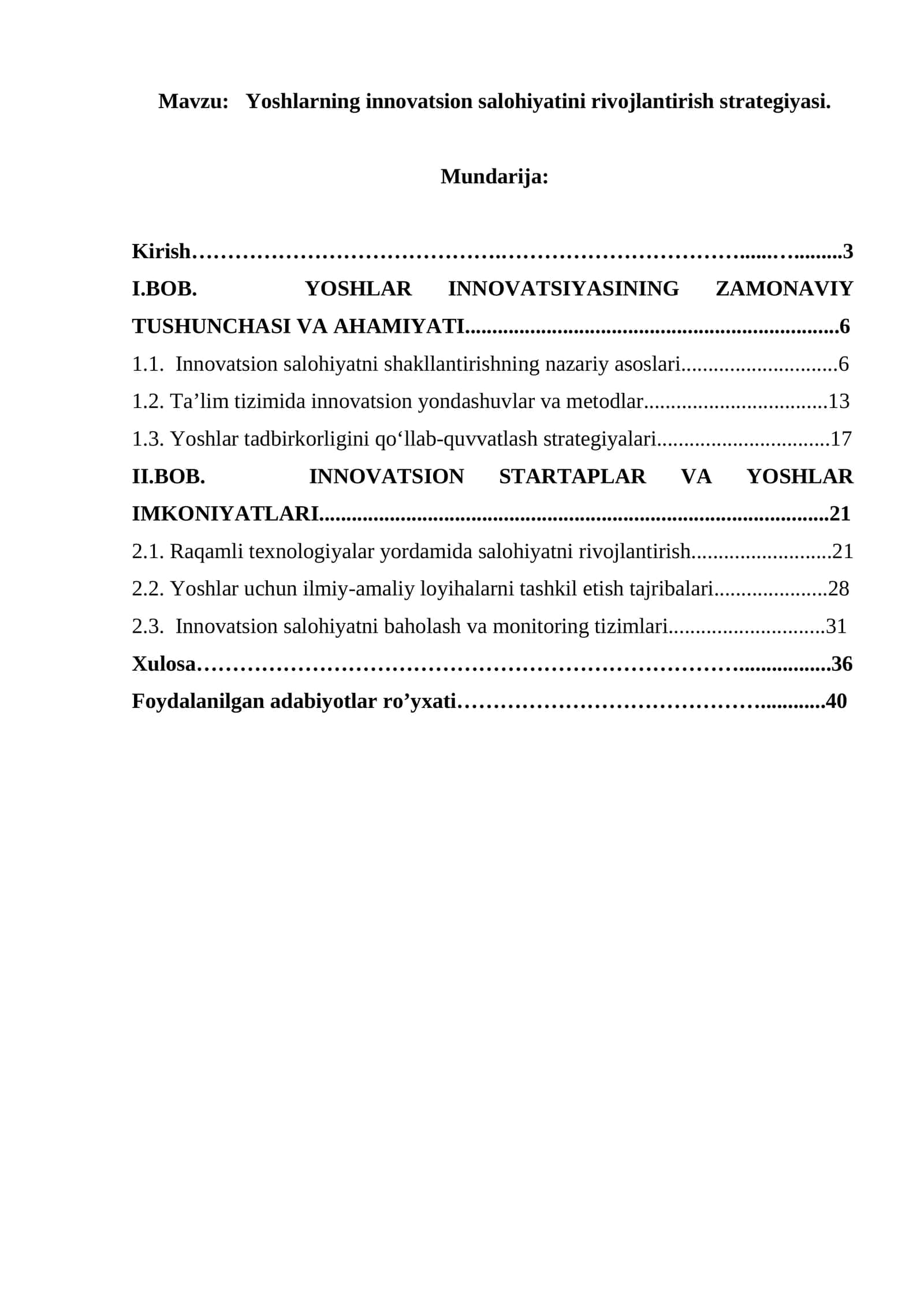 Yoshlarning innovatsion salohiyatini rivojlantirish strategiyasi 1