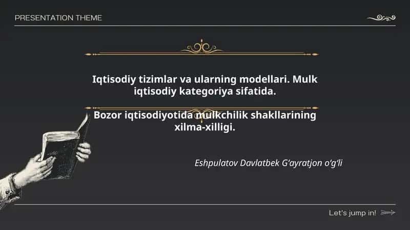 Iqtisodiy tizimlar va ularning modellari 1