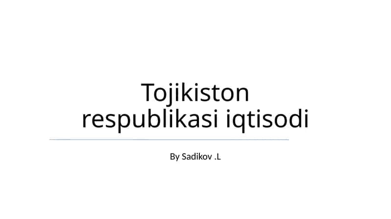 Tojikiston respublikasi iqtisodi 1