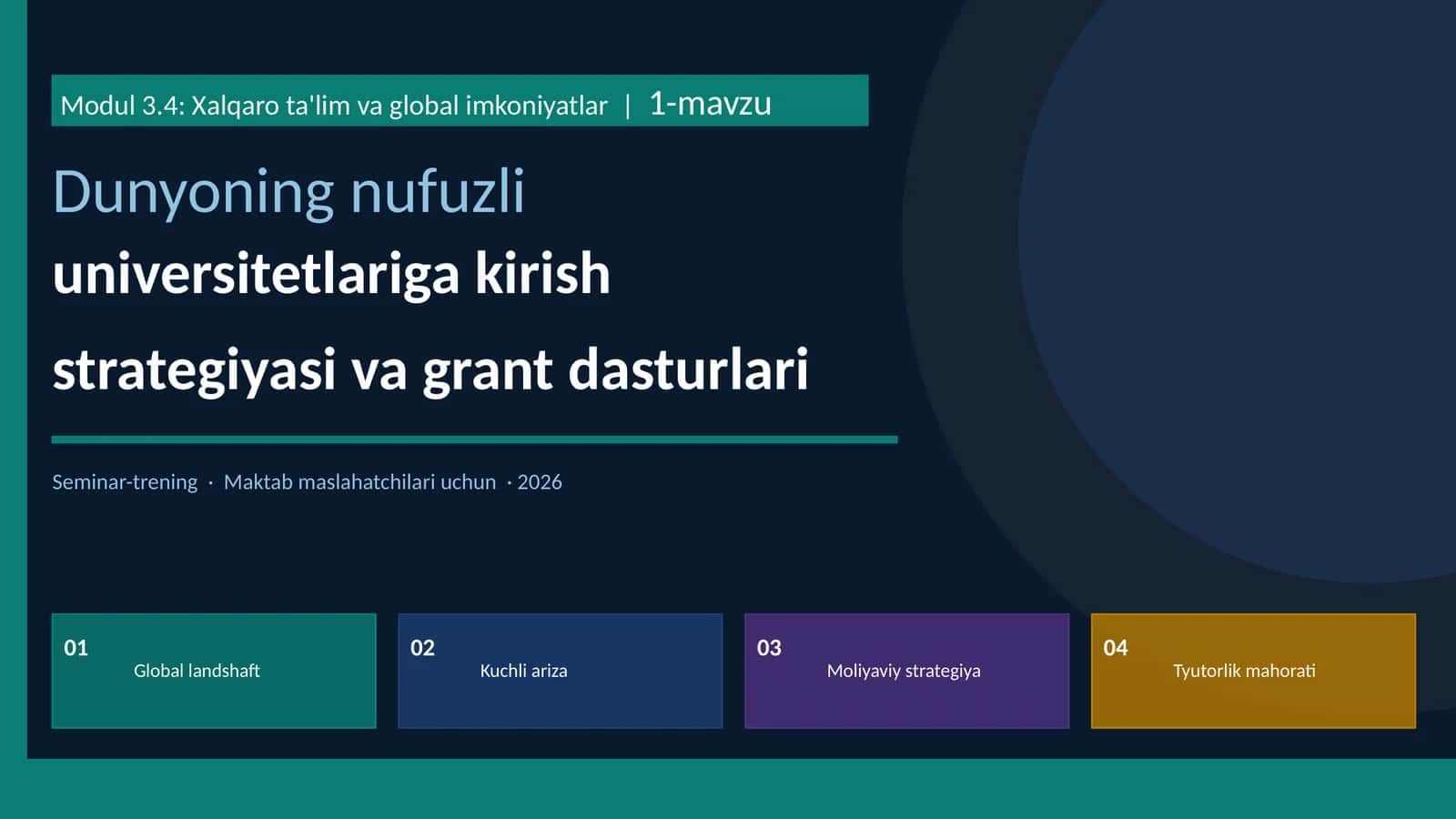 Xalqaro ta'lim va global imkoniyatlar | Dunyoning nufuzli universitetlariga kirish strategiyasi va grant dasturlari 1