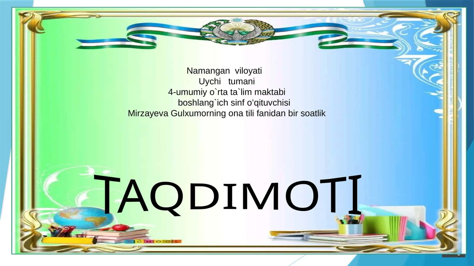 Ona tili fanidan bir soatlik TAQDIMOTI 1
