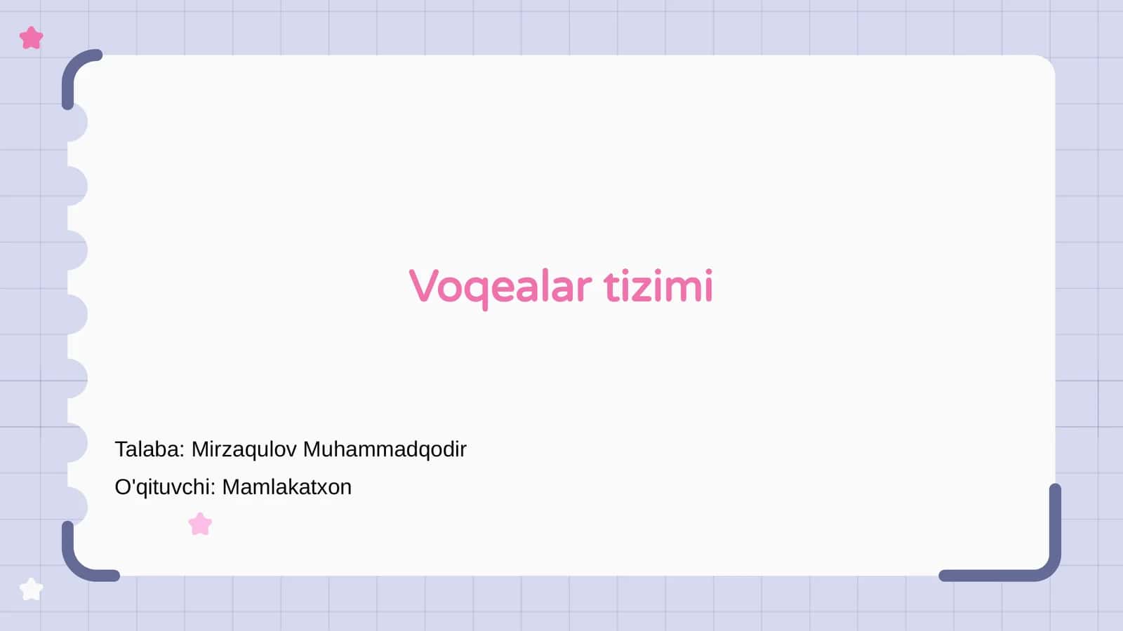 Voqealar tizimi 1