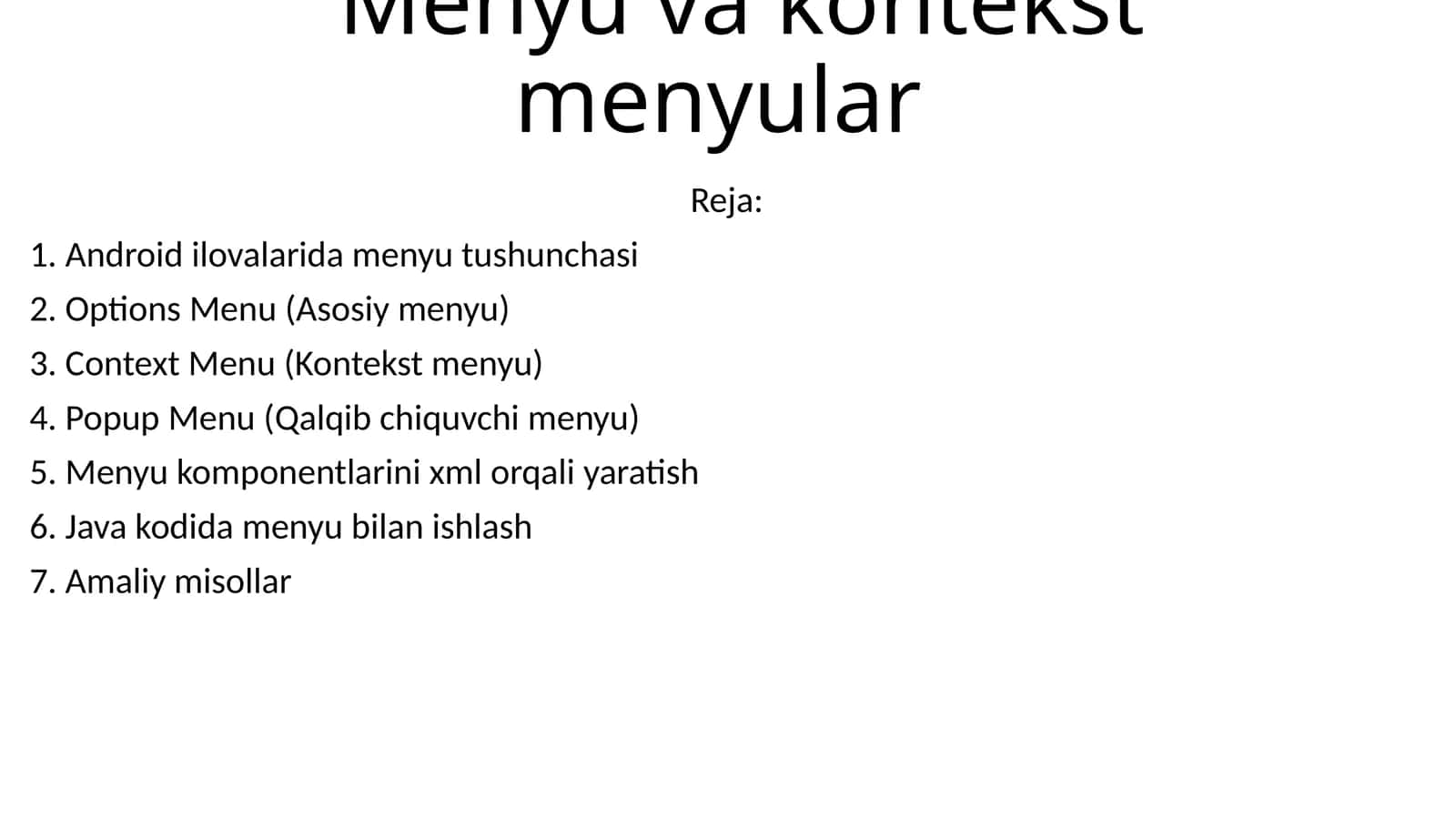 Menyu va kontekst menyular 1