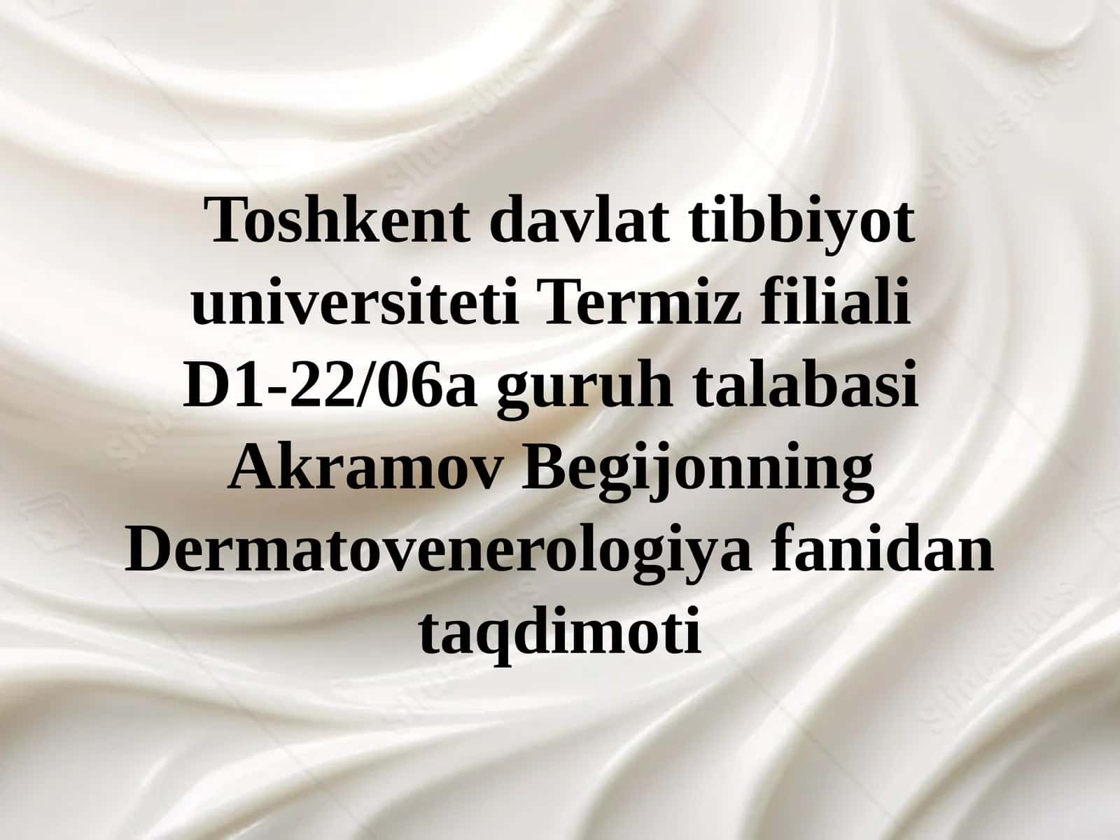 Dermatovenerologiya fanidan Seboreya va Pushti rangli xusn buzargalarning davolash usullari 1