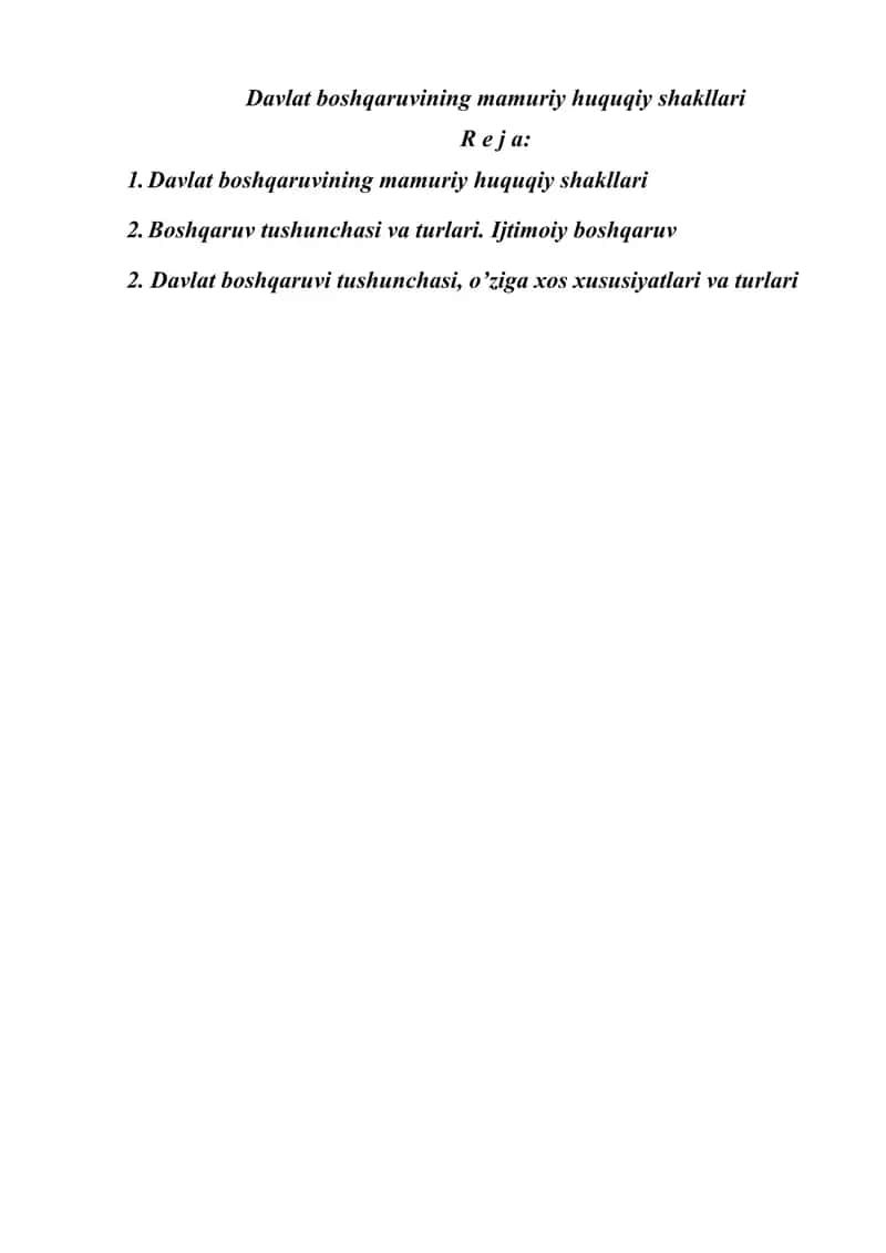 Davlat boshqaruvining mamuriy huquqiy shakllari 1