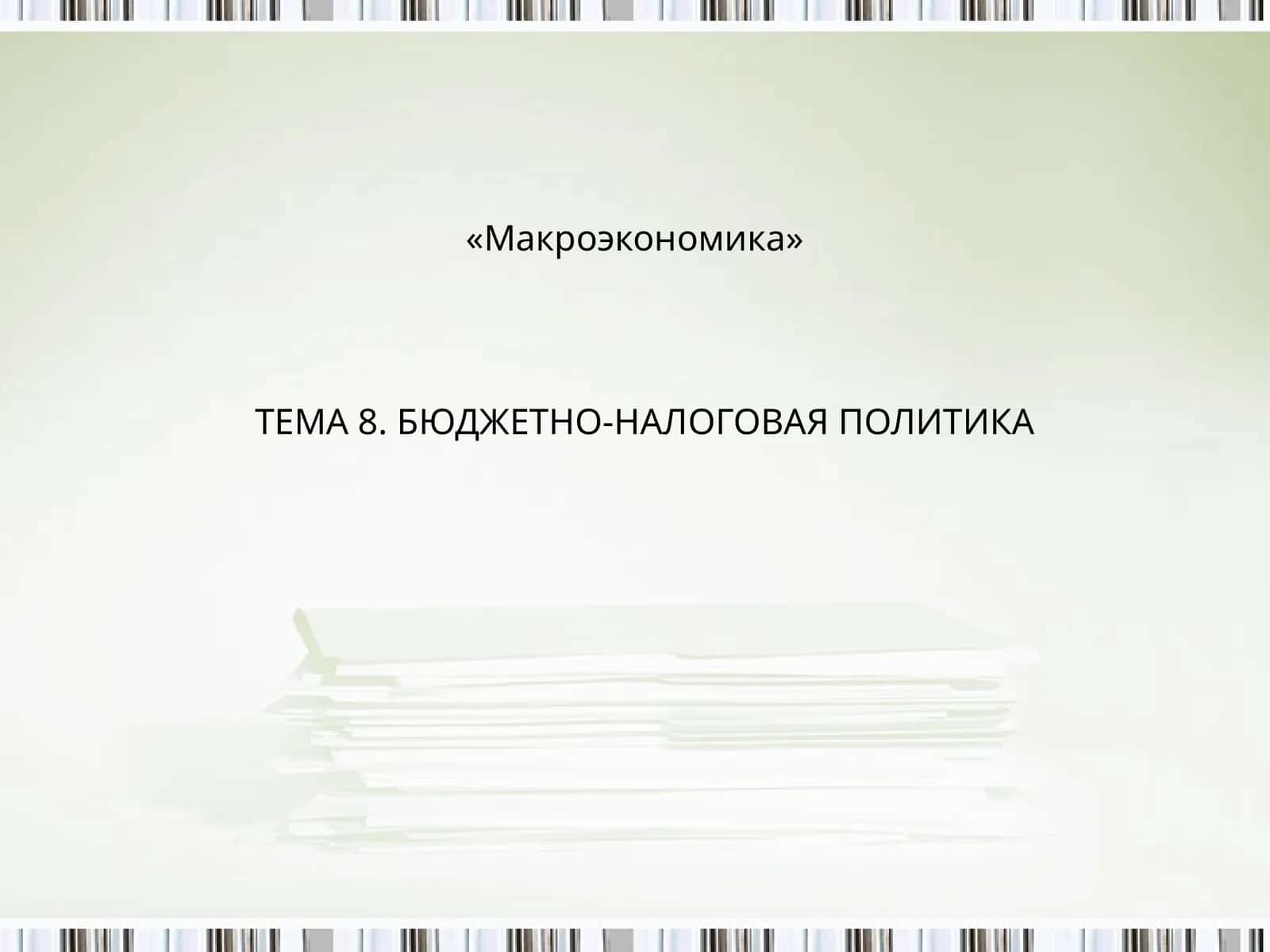 БЮДЖЕТНО-НАЛОГОВАЯ ПОЛИТИКА 1