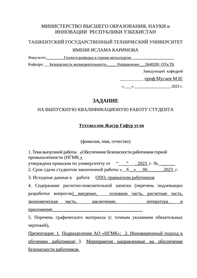 Обеспечение безопасности работников горной промышленности (НГМК) 1