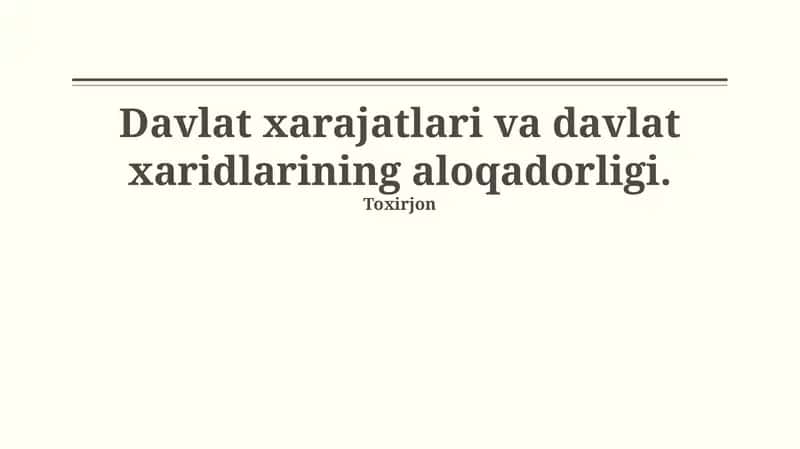 Davlat xarajatlari va davlat xaridlarining aloqadorligi 1
