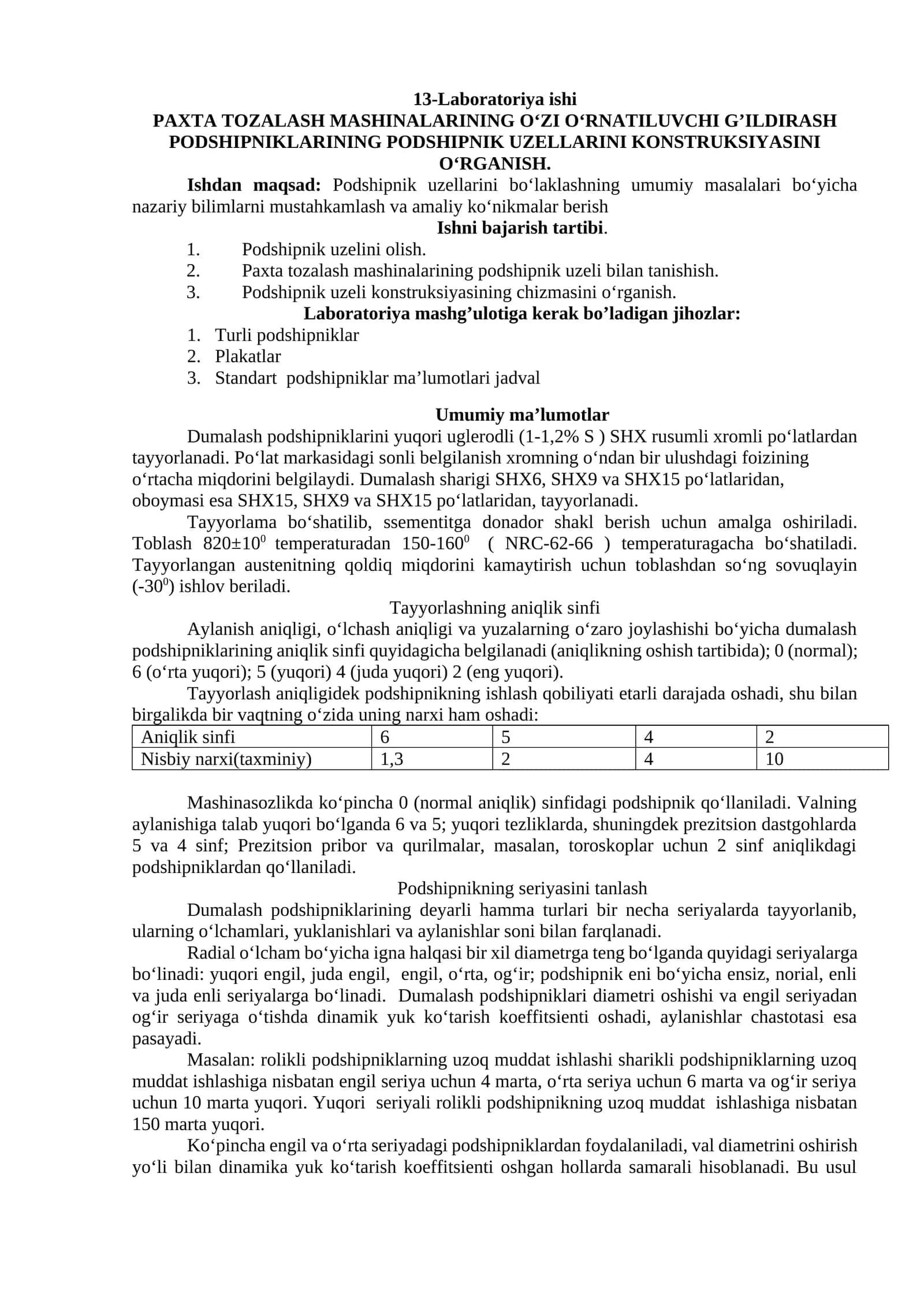 PAXTA TOZALASH MASHINALARINING O‘ZI O‘RNATILUVCHI G’ILDIRASH PODSHIPNIKLARINING PODSHIPNIK UZELLARINI KONSTRUKSIYASINI O‘RGANISH. 1