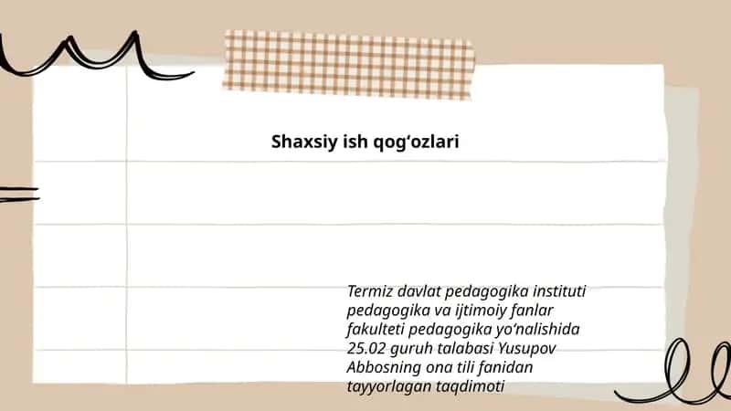 Shaxsiy ish qogʻozlari 1