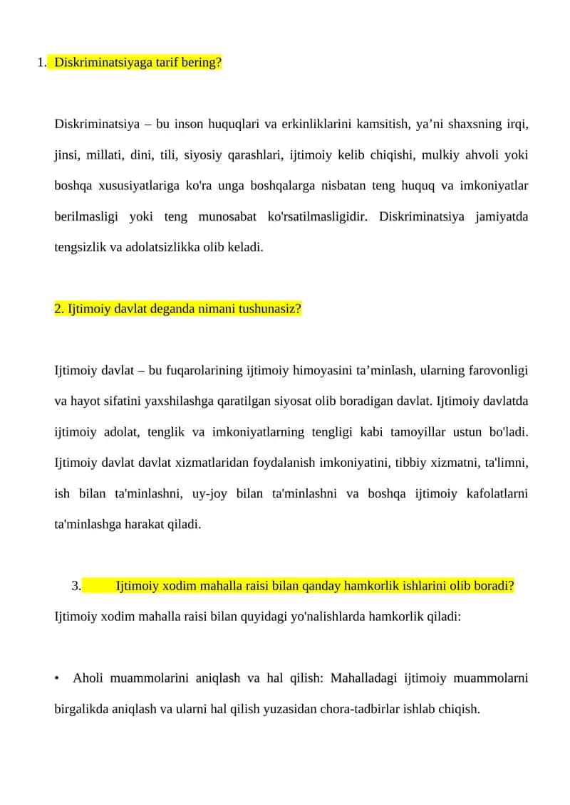 ARGOSdan ijtimoiy xizmat ko'rsatish suhbat savollari yangilangan 1