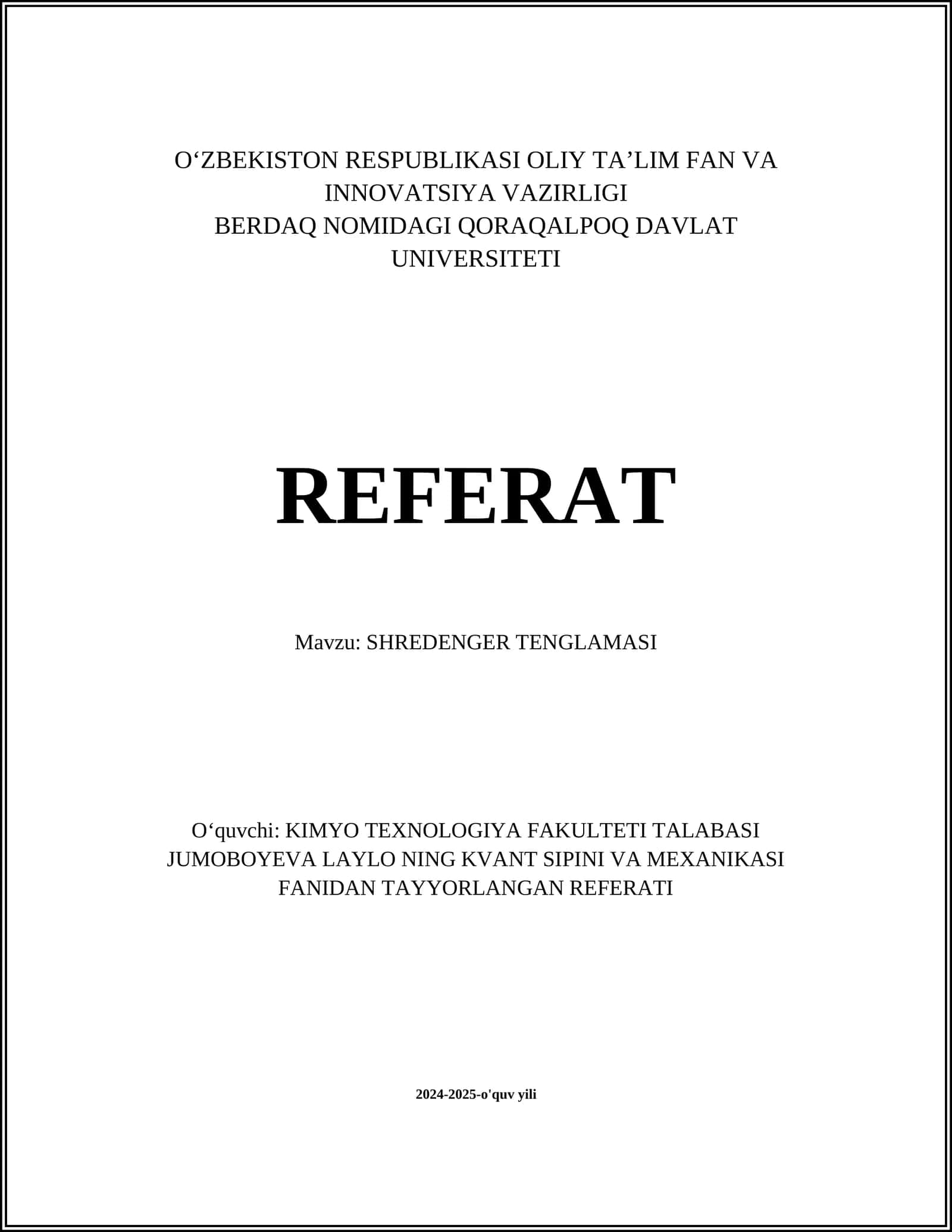 SHREDENGER TENGLAMASI 1
