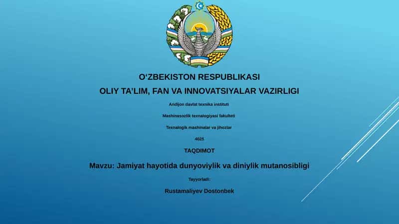 Jamiyat hayotida dunyoviylik va diniylik mutanosibligi 1