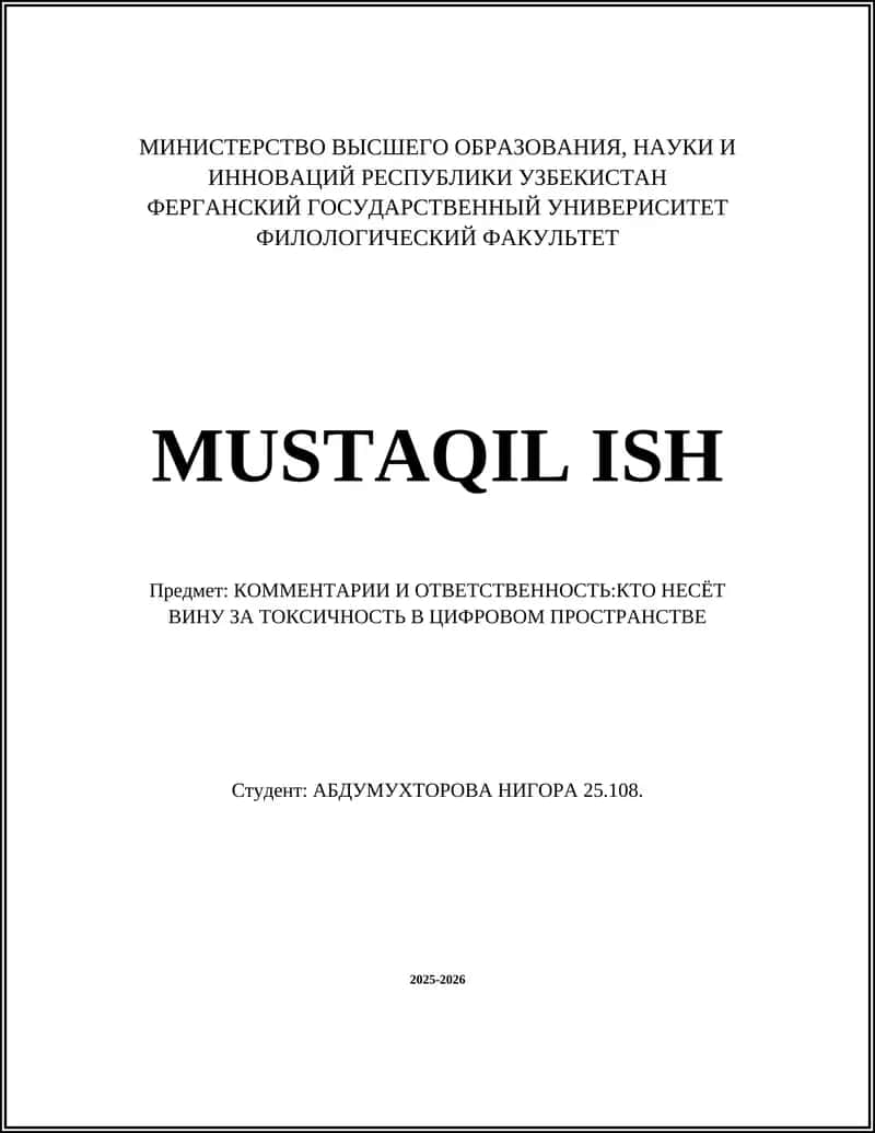 MUSTAQIL ISH 1