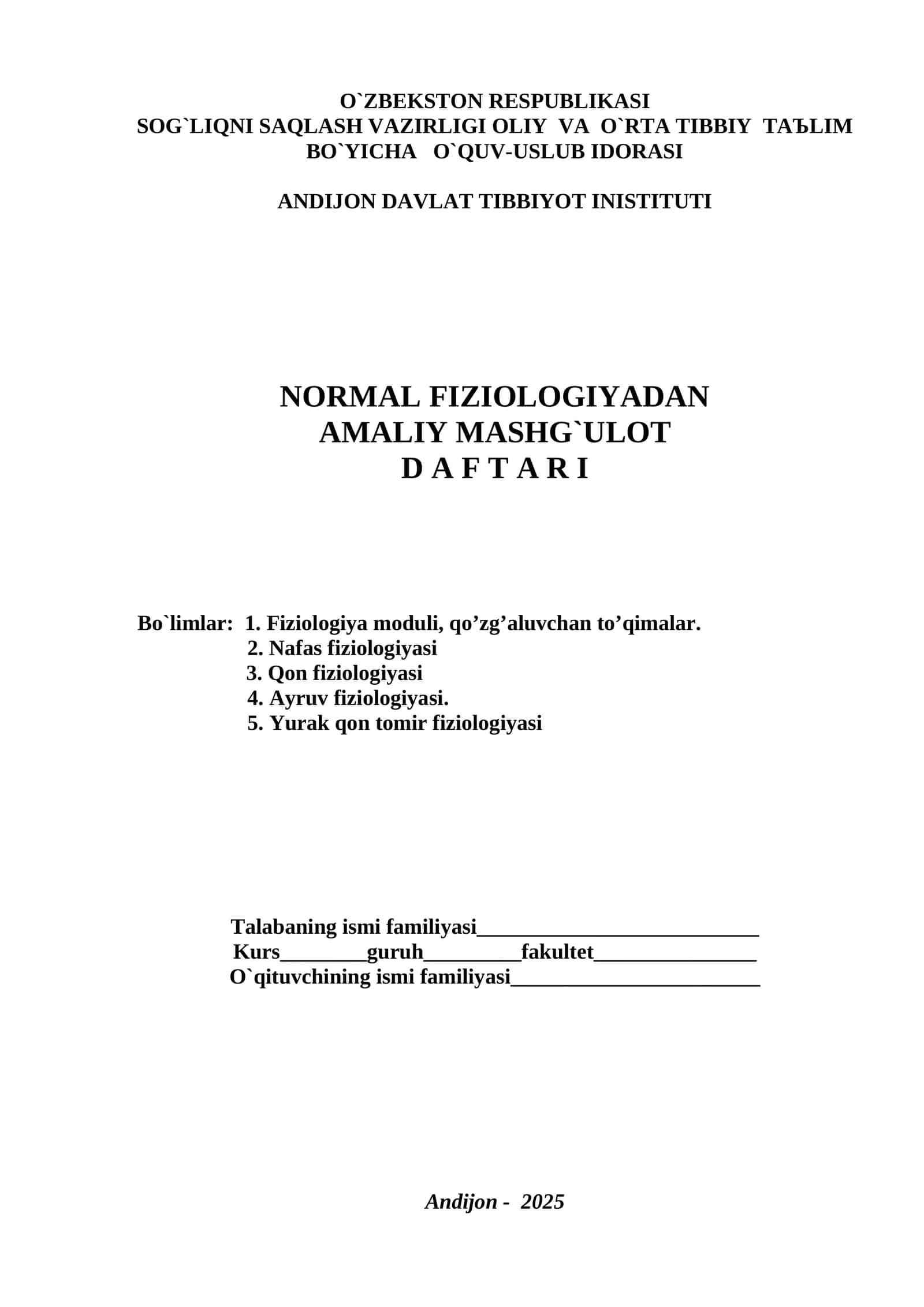 FIZIOLOGIYA MODULI 1