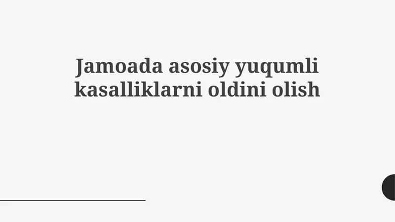 Infektsion kasalliklarning oldini olish 1
