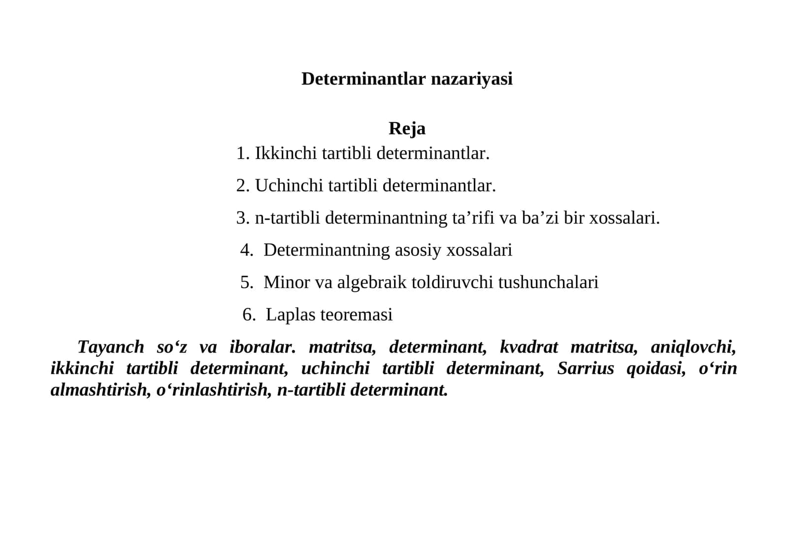 Determinantlar nazariyasi 1