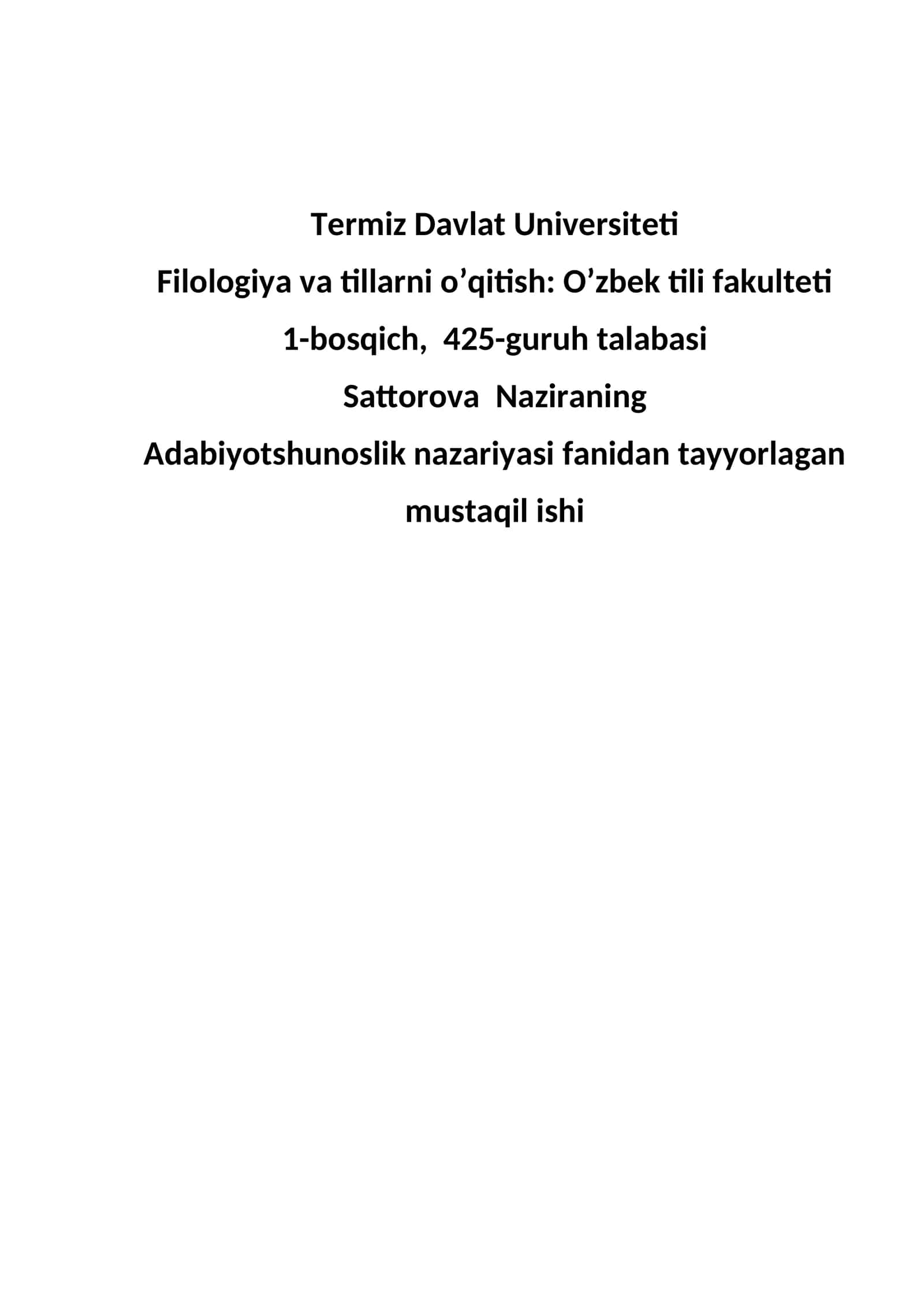 Filologiya va tillarni o’qitish: O’zbek tili fakulteti 1