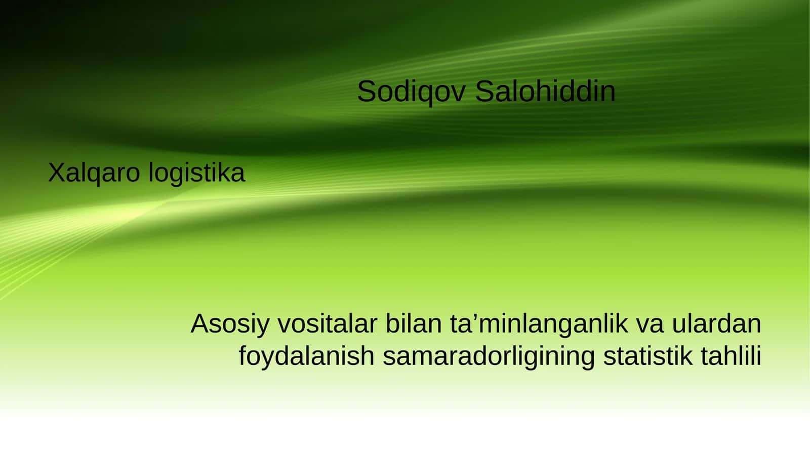 Asosiy vositalar bilan ta’minlanganlik va ulardan foydalanish samaradorligining statistik tahlili 1