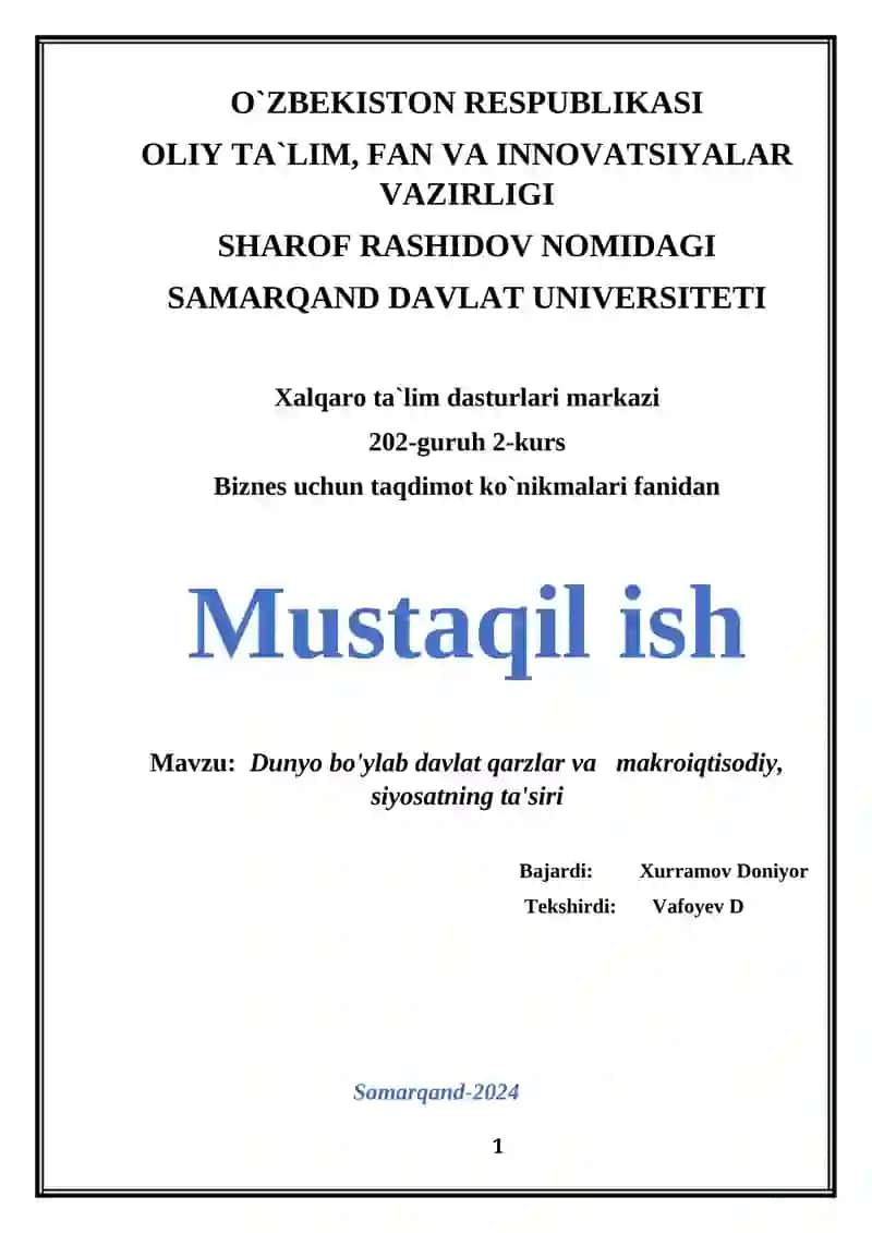 Biznes uchun taqdimot ko`nikmalari fanidan