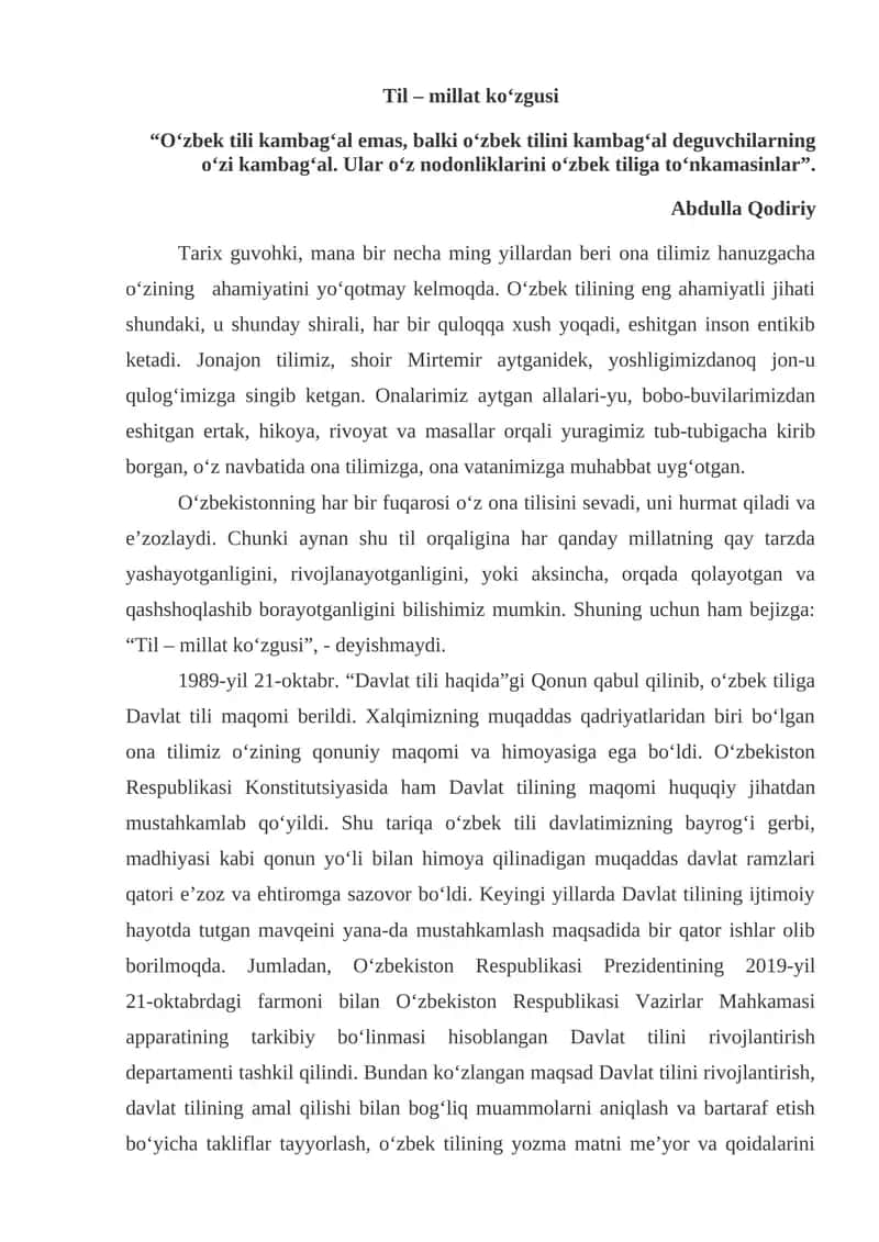 O'zbek tili 1