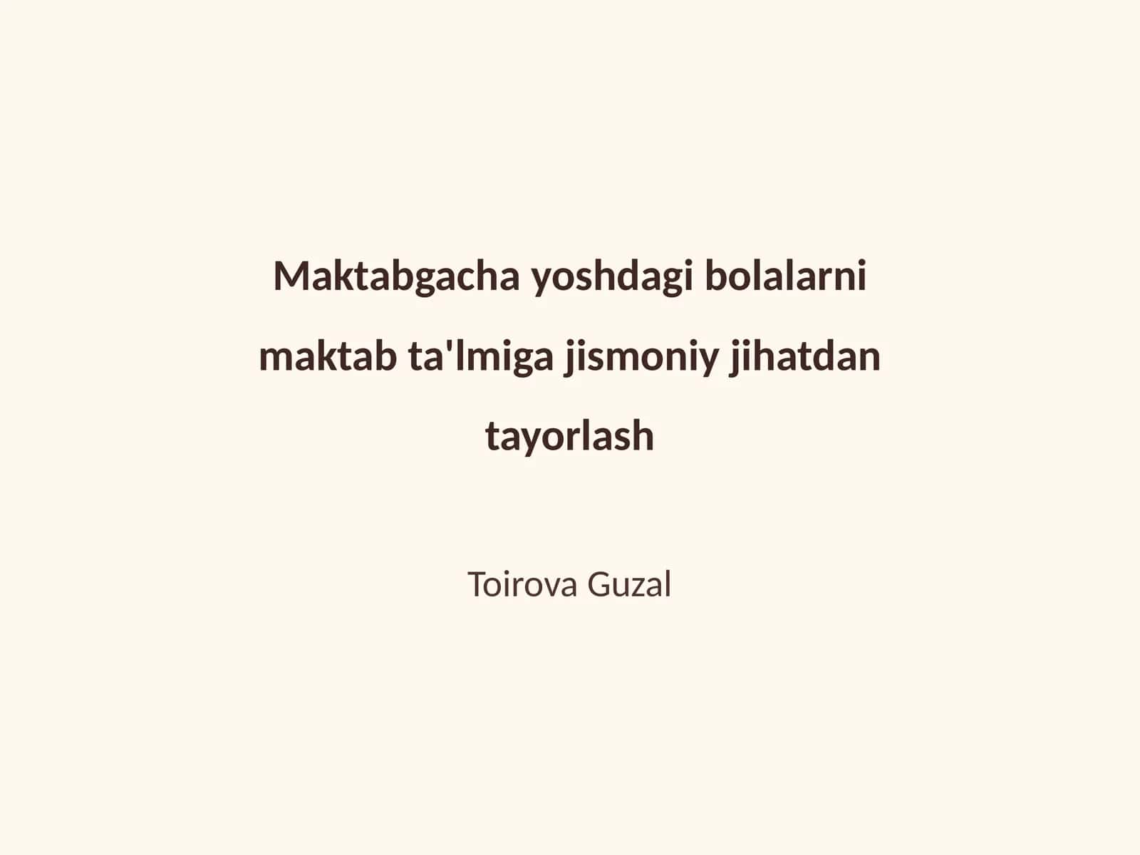Maktabgacha yoshdagi bolalarni maktab ta'lmiga jismoniy jihatdan tayorlash 1