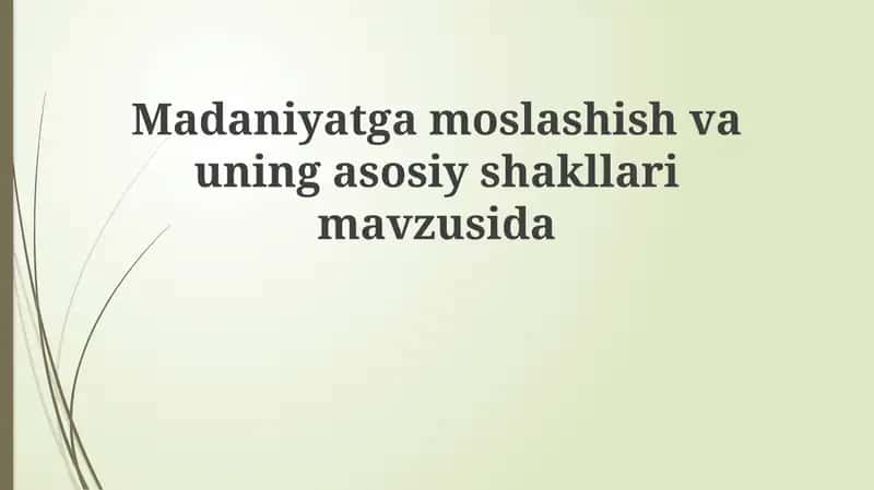 Madaniy moslashuv 1