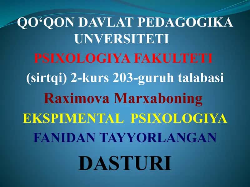 psixoligiya fanidan taqdimot 1