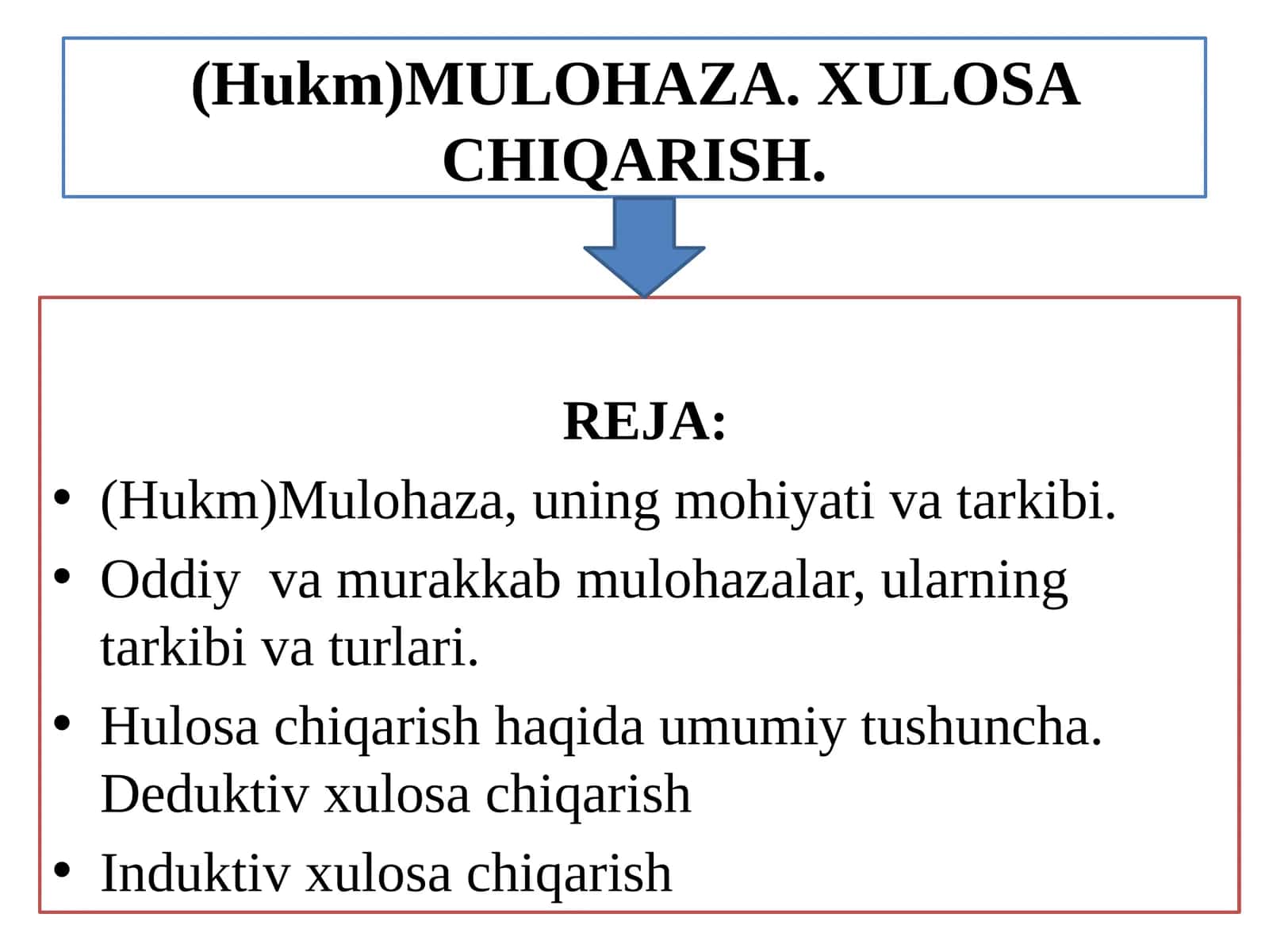 (Hukm)MULOHAZA. XULOSA CHIQARISH 1