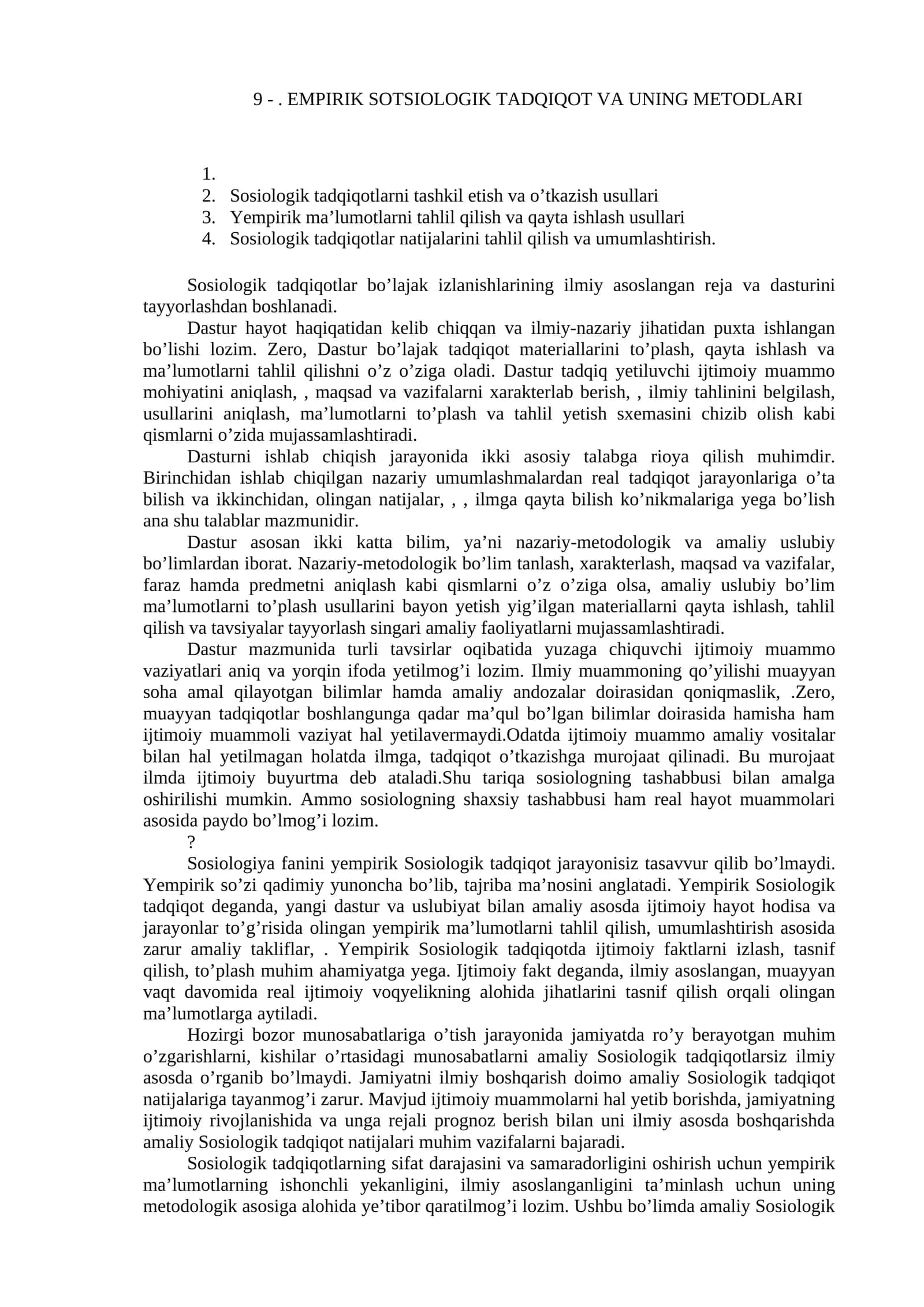 EMPIRIK SOTSIOLOGIK TADQIQOT VA UNING METODLARI 1