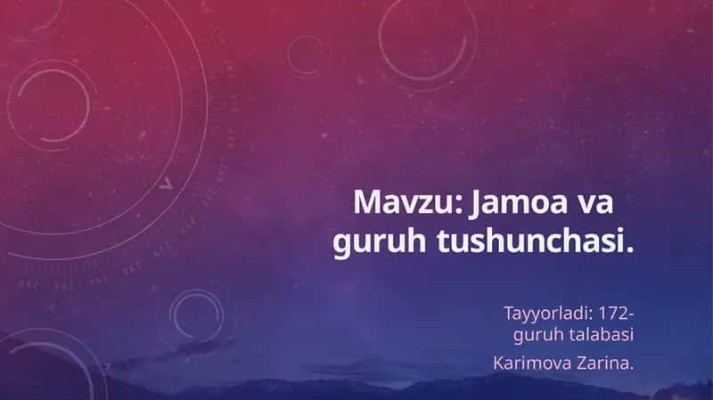 Jamoa va guruh tushunchasi 1