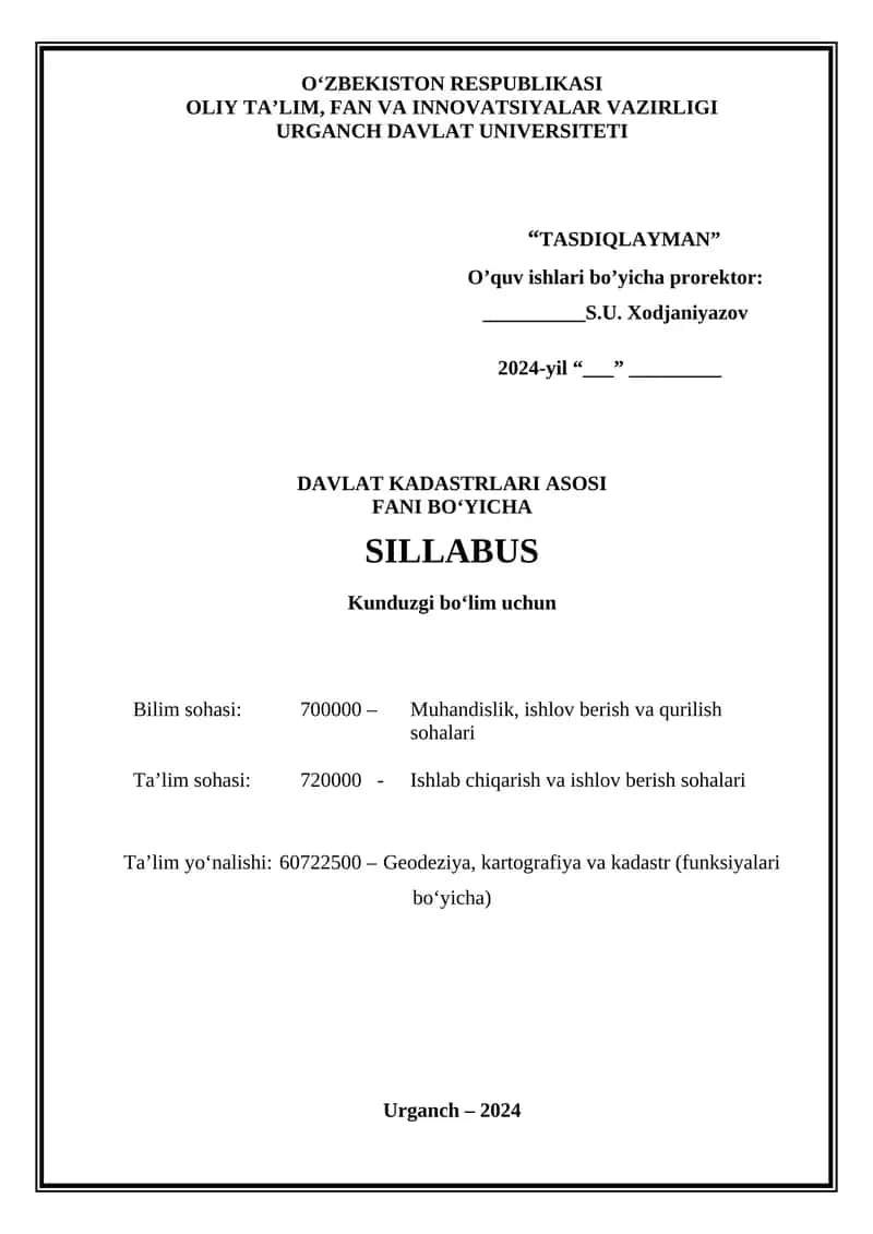 Davlat kadastrlari asosi 1