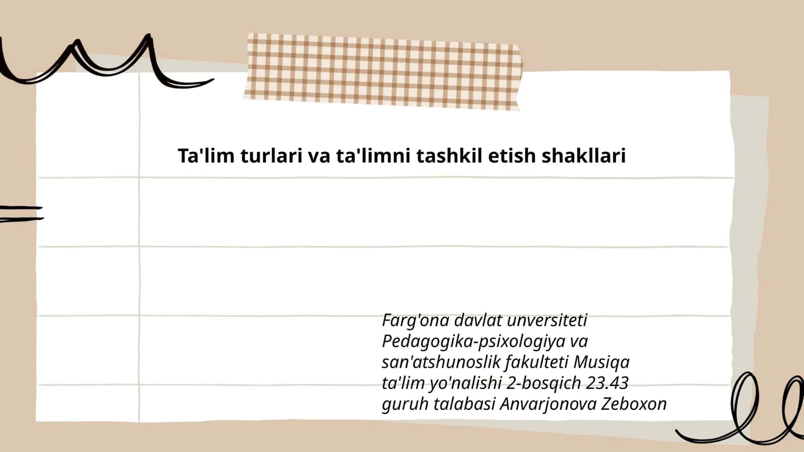 Musiqa ta'lim yo'nalishi 2-bosqich 23.43 guruh talabasi Anvarjonova Zeboxon 1