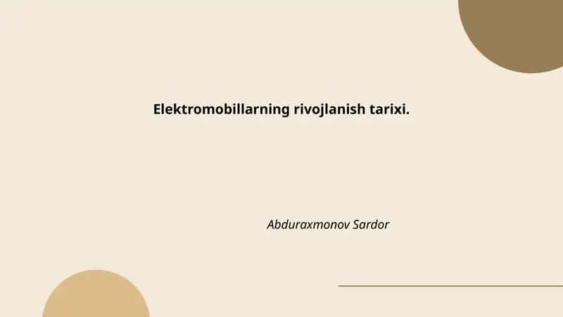 Elektromobillarning rivojlanish tarixi 1